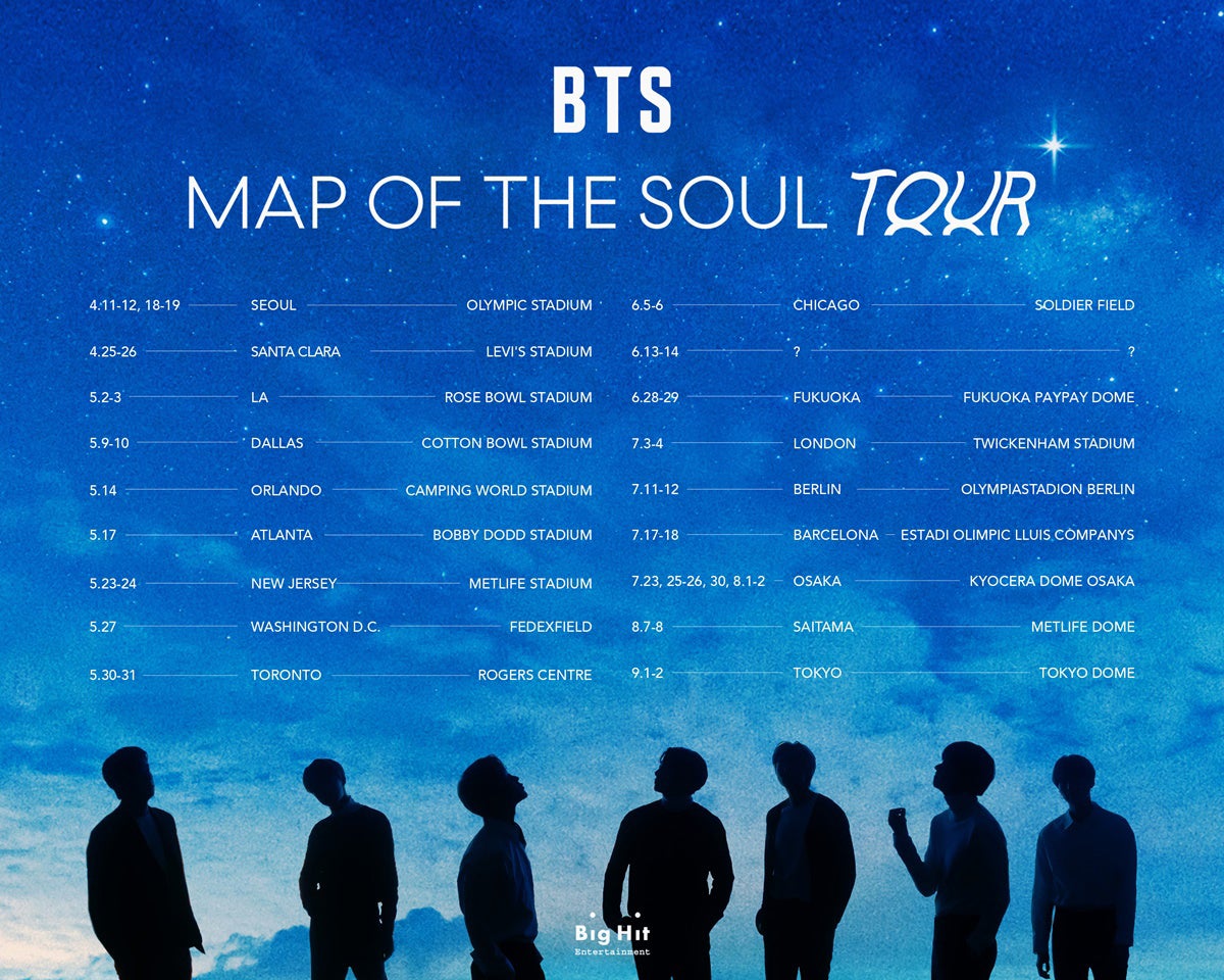 BTS、ワールドツアー開催決定＜BTS MAP OF THE SOUL TOUR＞