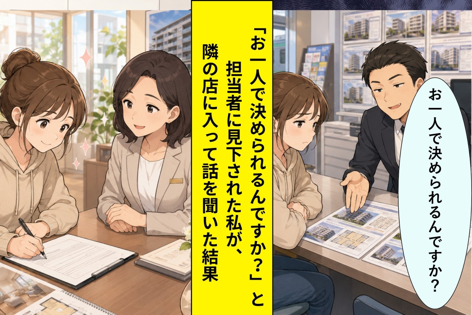 「お一人で決められるんですか？」不動産屋にあしらわれた私→３時間後、隣の店で即決した話