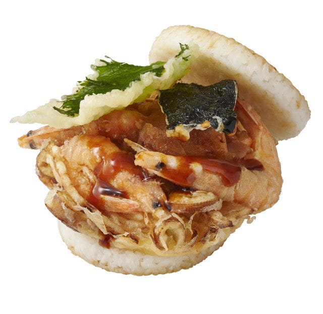 銀座三越 モスバーガー モス越 ハンバーガー 銀座三越 モスバーガー モス越 ハンバーガー 白姫えびのかき揚げライスバーガー~鹿児島県産白姫えびのかき揚げと天ぷらづくし~ 銀座天一 なだ万厨房