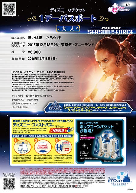 eチケットデザイン/レイ(C)Disney(C)&TM Lucasfilm Ltd.