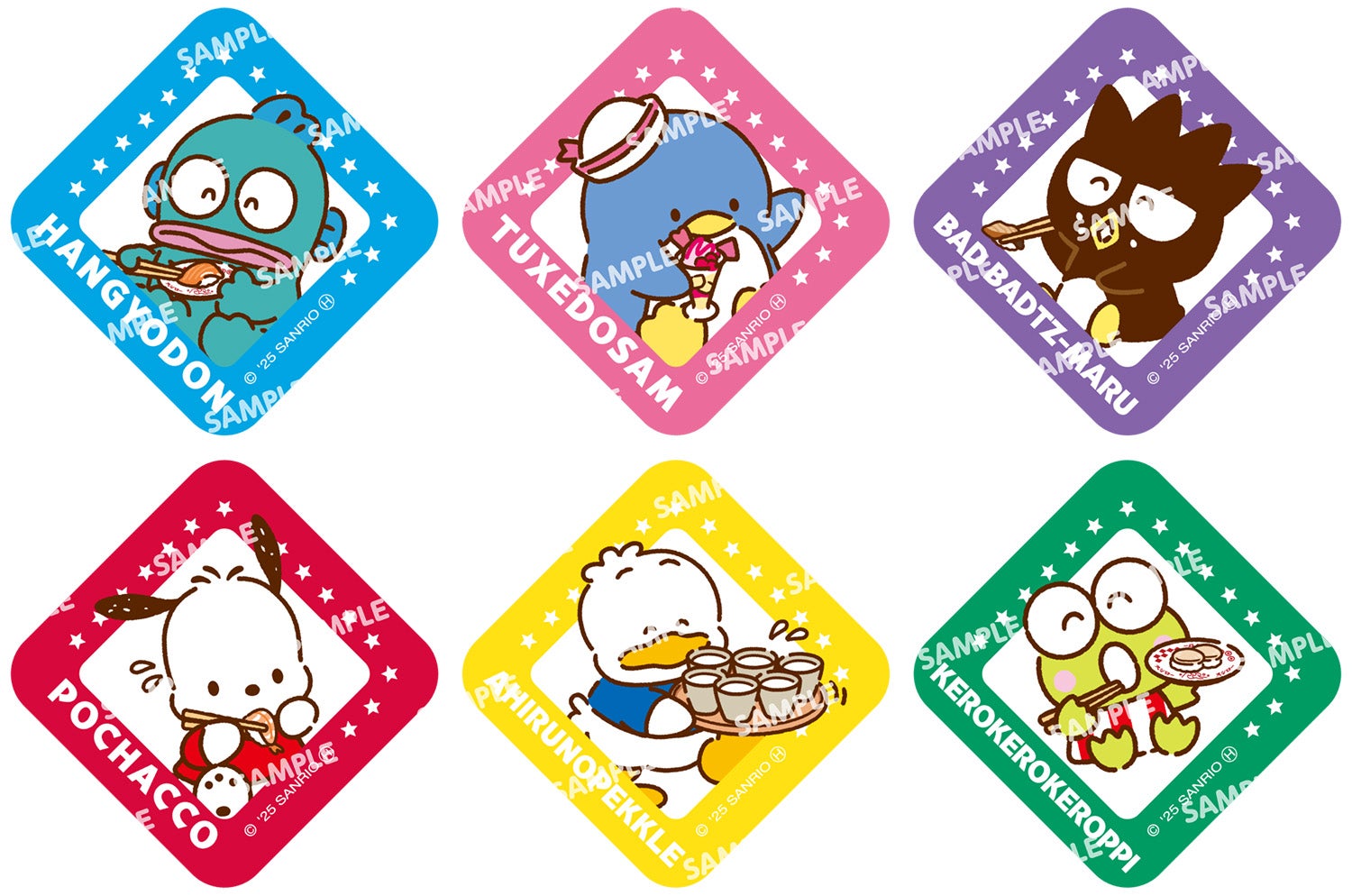 スシロー はぴだんぶい ぬいぐるみ 全種類 サンリオ 限定おすしやスイーツ、グッズ付きソフトドリンク！スシロー