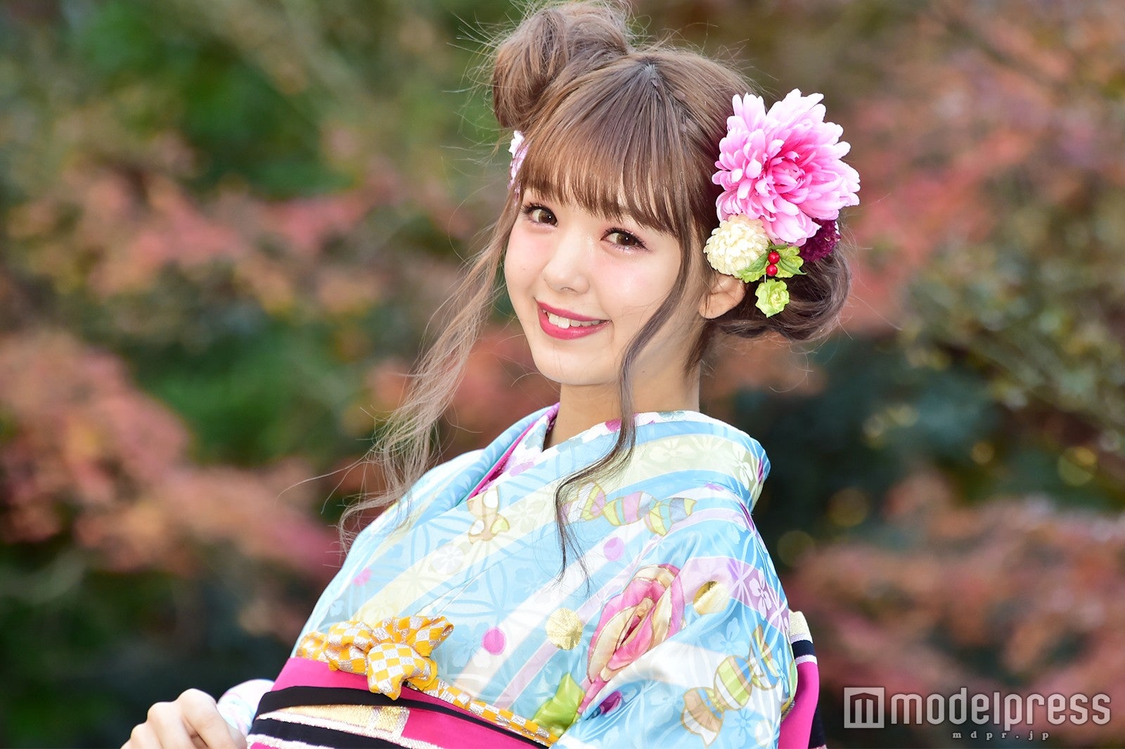 2016年の晴れ着は水色／藤田ニコル（C）モデルプレス