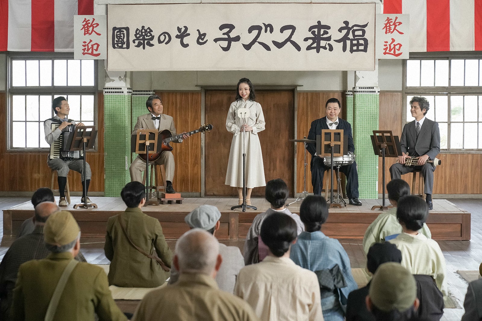 えなりかずき、国木田かっぱ、趣里、伊藤えん魔、陰山泰「ブギウギ」第51話（C）NHK