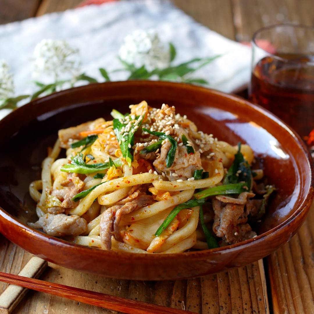 10分でパパッと!豚キム焼きうどん