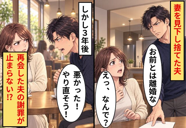 「お前とは離婚な」妻を見下し捨てた夫。しかし3年後⇒「悪かった！やり直そう！」再会した夫の謝罪が止まらない！？