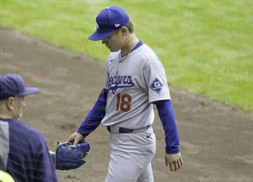 山本由伸まさか三回途中KO 今季＆PS最短降板 12球粘られて四球を与える→直後に逆転2点適時打浴びて呆然 ベンチで大谷から声をかけられる