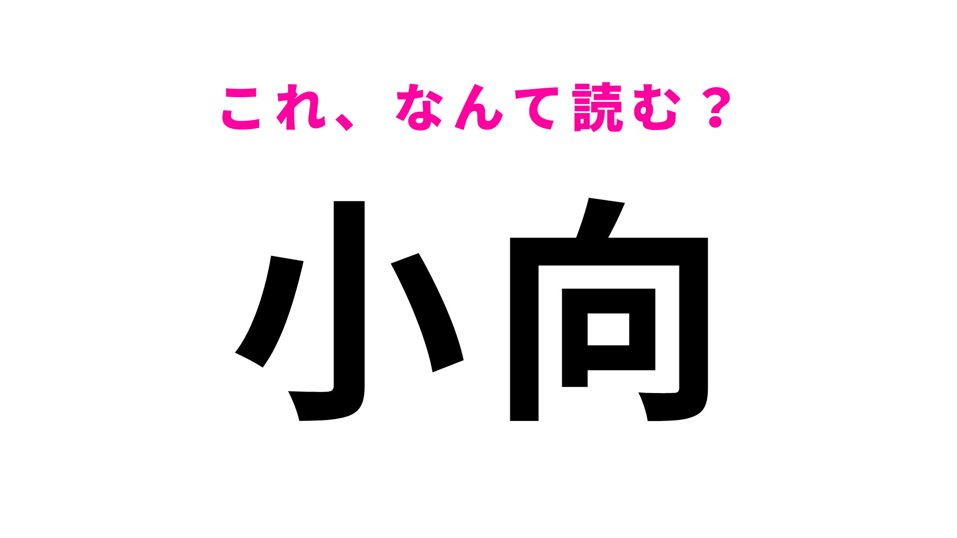 【漢字クイズ】「小向」はなんて読む？簡単な漢字だけどなかなか読めない…！