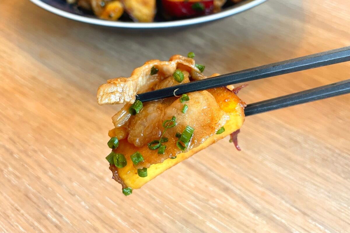 北斗晶 さつまいもと豚バラの炒め物