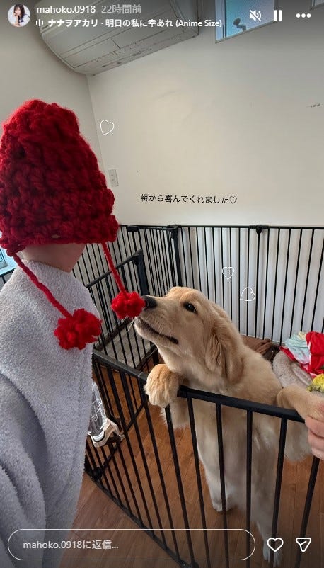 瀬乃真帆子Instagramストーリーズより