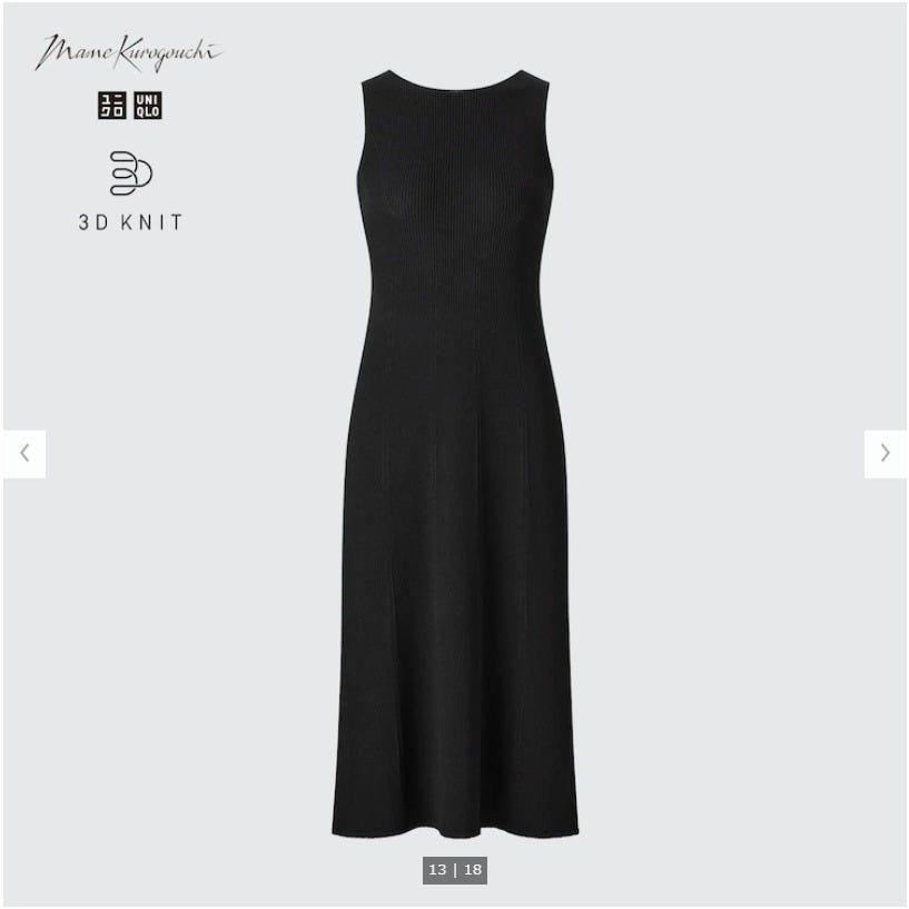 ユニクロ　uniqlo　レディース　アイテム　おすすめ　オススメ　トレンド　人気　コスパ　使える　おしゃれ　お洒落　オシャレ　2022　ワンピース　ワンピ　人気　コラボ　コラボワンピ　コラボワンピース　3Dニットリブワンピース　マメクロ　マメクロゴウチ　mame