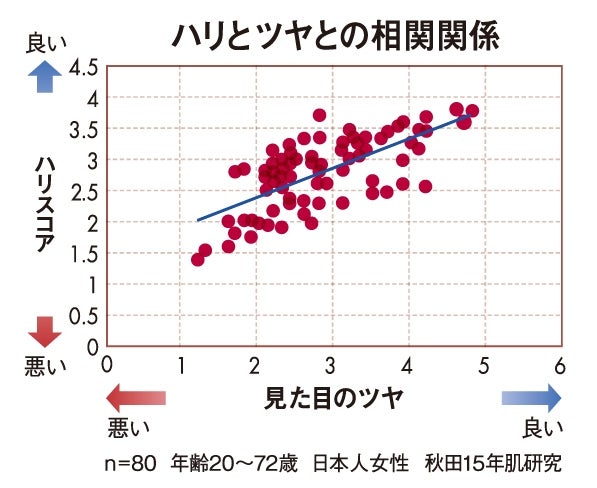 ハリとツヤとの相関関係 