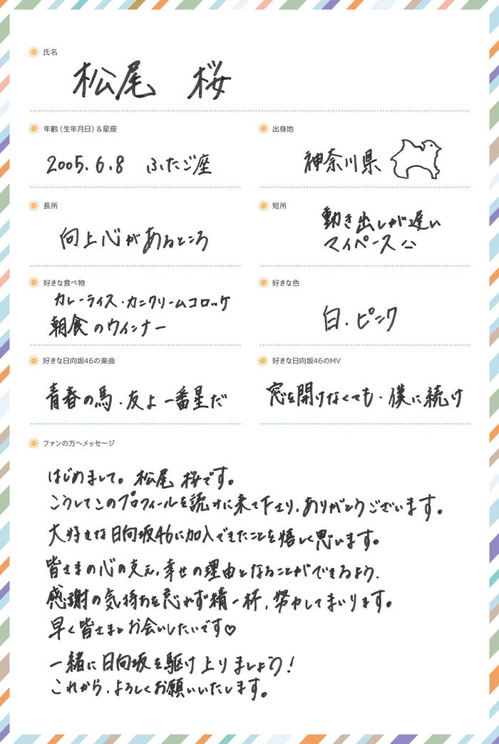 松尾桜プロフィール(提供写真)