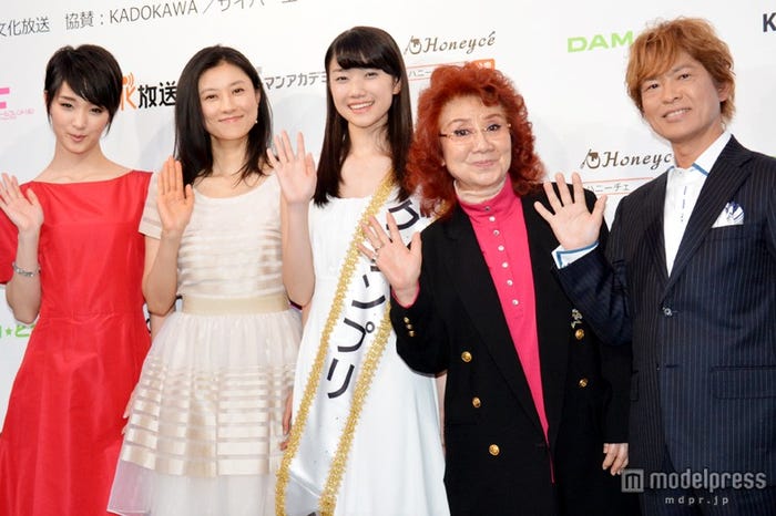 (左より)剛力彩芽、菊川怜、辻美優さん、野沢雅子、古谷徹
