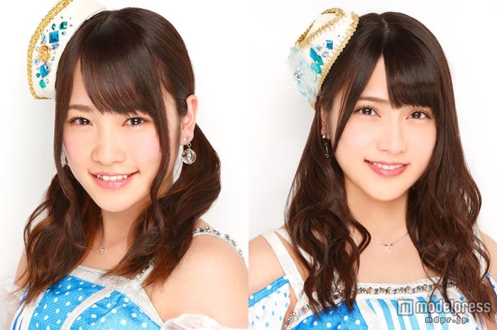 握手会で男に切りつけられて負傷したAKB48の川栄李奈(左)、入山杏奈(右)/(C)AKS