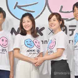 （左から）NHKの武田真一アナ、桑子真帆アナ、日本テレビの水卜麻美アナ、桝太一アナ （C）モデルプレス