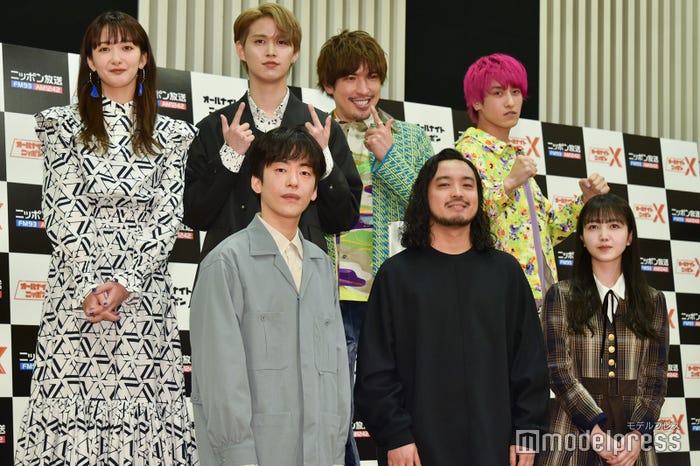 (上段左から)長屋晴子(緑黄色社会)、白岩瑠姫(JO1)、兼近大樹・りんたろー。(EXIT)/(下段左から)DJ松永・R-指定(Creepy Nuts)、久保史緒里(乃木坂46)/『オールナイトニッポン』『オールナイトニッポンX』新パーソナリティ発表会見(C)モデルプレス