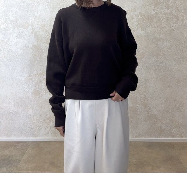ユニクロスムースコットンクルーネックセーターMサイズの丈感