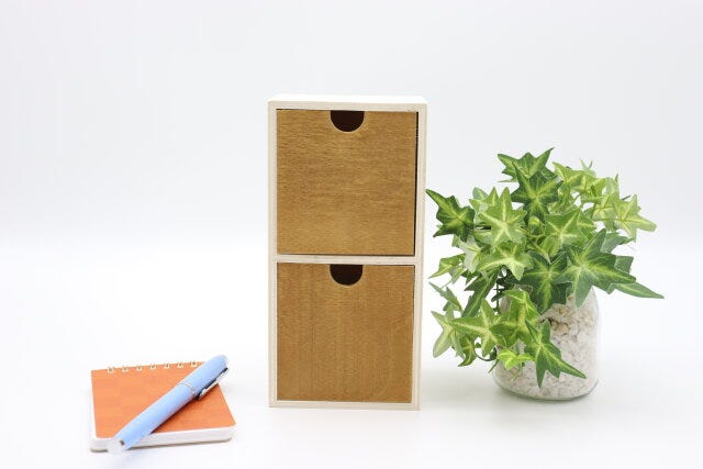 2段引き出し木製収納　インテリア