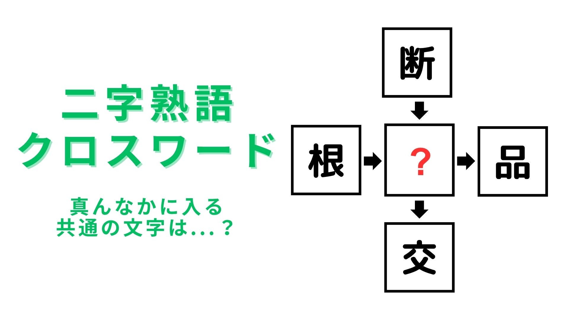 【二字熟語クロスワード】真んなかに入る漢字は？頭の体操にチャレンジ！