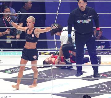 【RIZIN】阿部詩の元ライバルが衝撃の完勝劇 リオ銅メダルのクジュティナが“ツヨカワ女王”RENAに一本勝ちで10連勝「RIZINで王者になる」