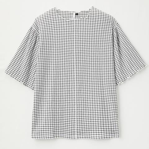 しまむら　しまパト　オンライン　通販　レディース　おすすめ　オススメ　おしゃれ　お洒落　オシャレ　プチプラ　アイテム　コスパ　高コスパ　高見え　2022　ぽっちゃりさん　痩せ見え　華奢見え　スタイルアップ　体型カバー　ぽっちゃり　夏　バニラスタジオ　楊柳　メロートップス　チェック　白　ホワイト　白トップス　柄