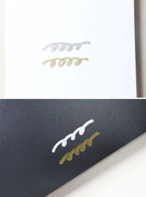 ダイソーのペイントマーカーのシルバーとゴールドの色味