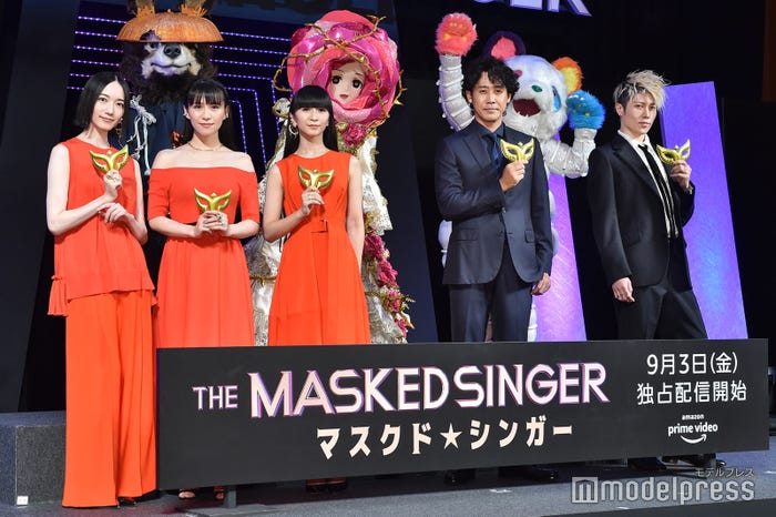 (左から)のっち、あ~ちゃん、かしゆか、大泉洋、MIYAVI (C)モデルプレス