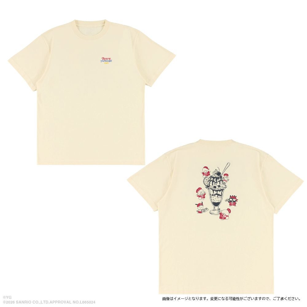 【TREASURE×HAPIDANBUI CAFE】Tシャツ(WHITE)　税込5,900円（C）2026 SANRIO CO., LTD. APPROVAL NO. L665024 （C）YG. All rights reserved.