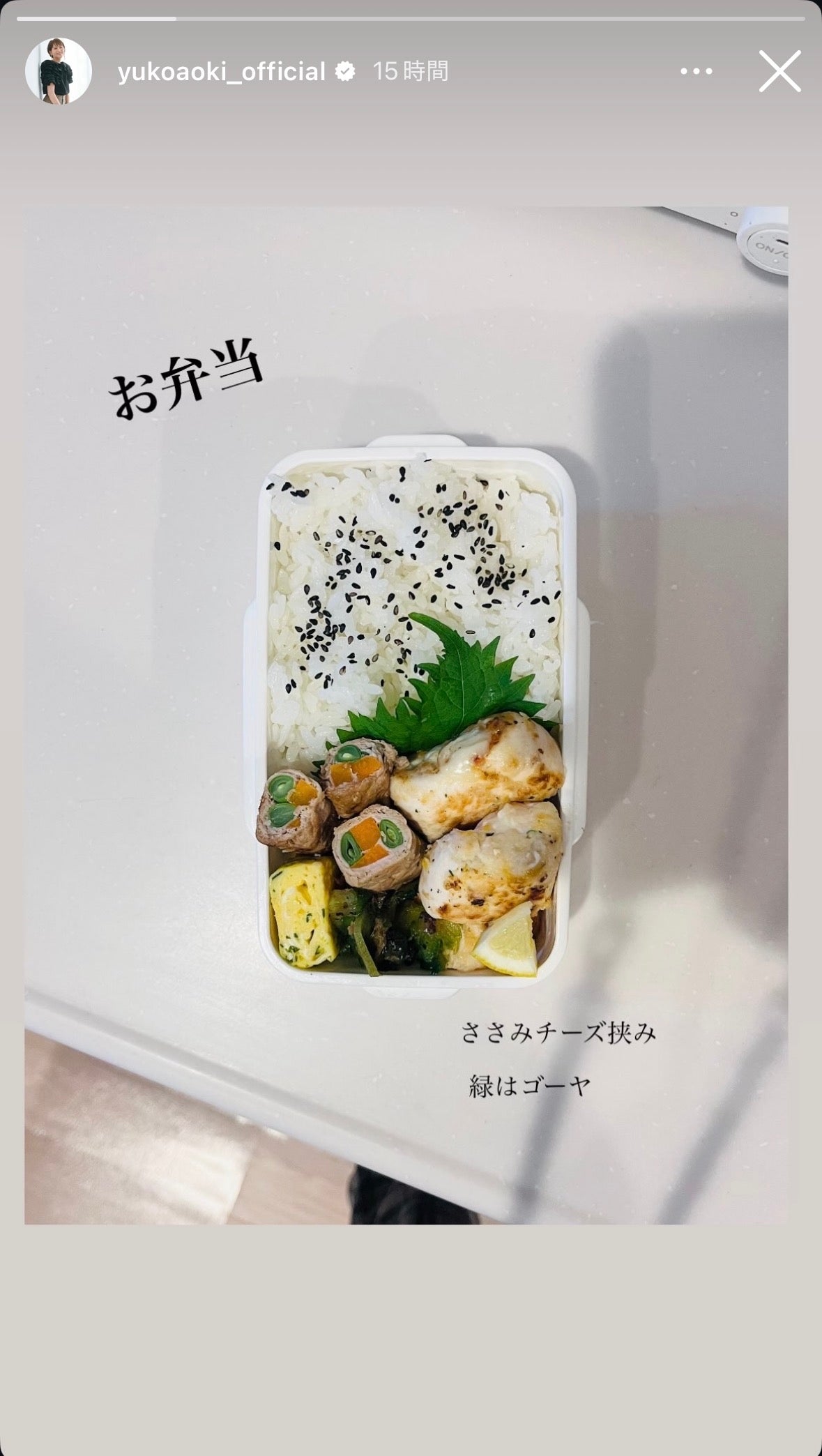青木裕子Instagramストーリーズより
