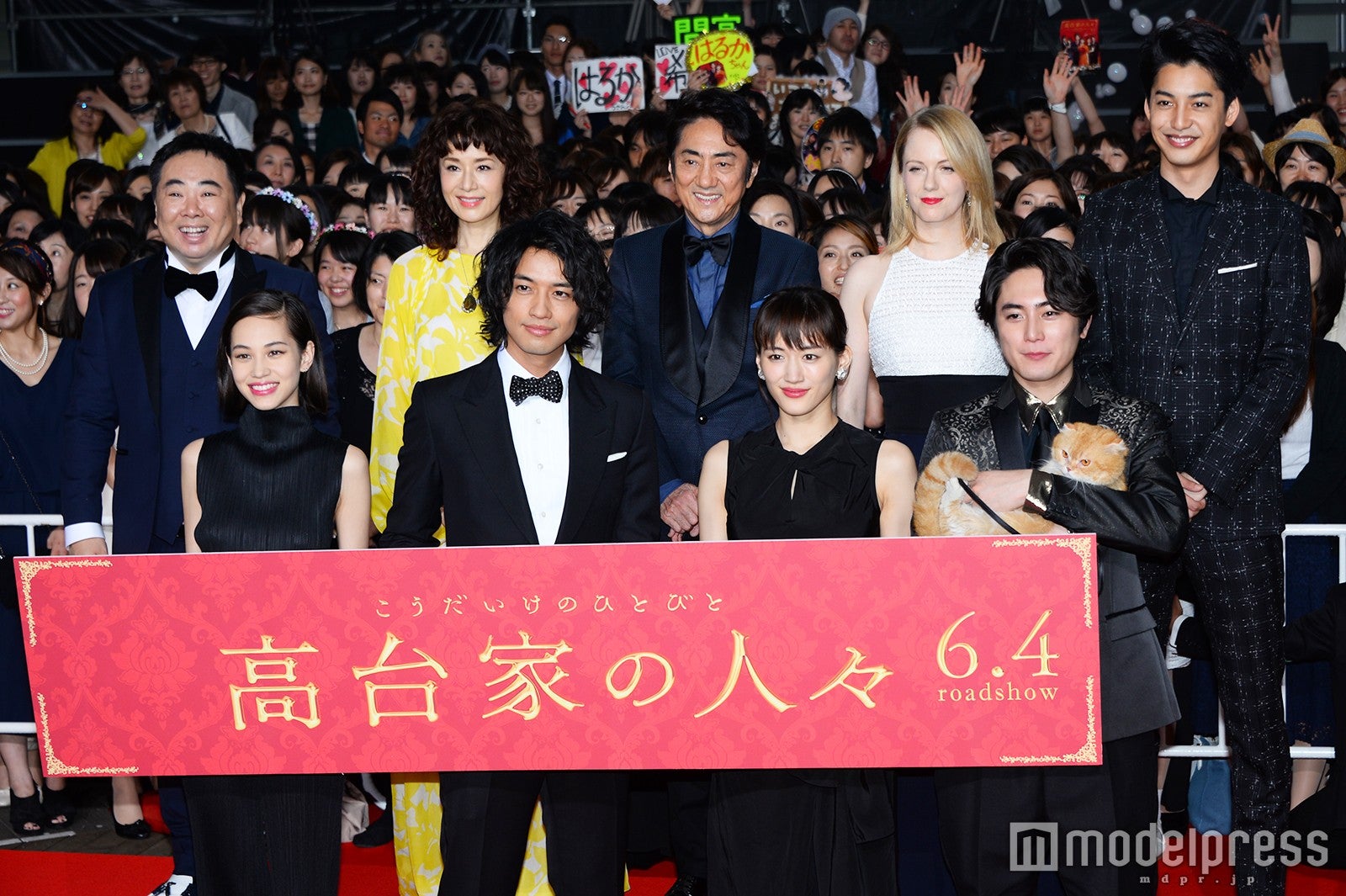 （前列左から）水原希子、斎藤工、綾瀬はるか、間宮祥太朗（後列左から）塚地武雅、大地真央、市村正親、シャーロット・ケイト・フォックス、大野拓朗（C）モデルプレス