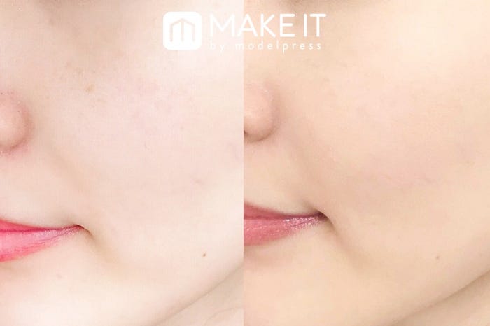 左:素肌 右:メイベリン/フィットミー リキッドファンデーション/112 使用 (C)メイクイット