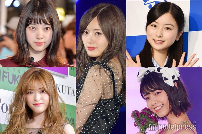 「女性アイドル顔だけ総選挙2018」(中央)1位・白石麻衣(左上から)3位・堀未央奈、12位・松村沙友理(右上から)2位・佐々木琴子、11位・西野七瀬(C)モデルプレス