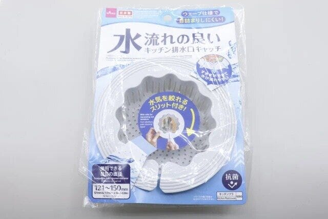 ダイソー 抗菌排水口キャッチ(水流れの良い、キッチン用) ダイソーの抗菌排水口キャッチ(水流れの良い、キッチン用)のパッケージ