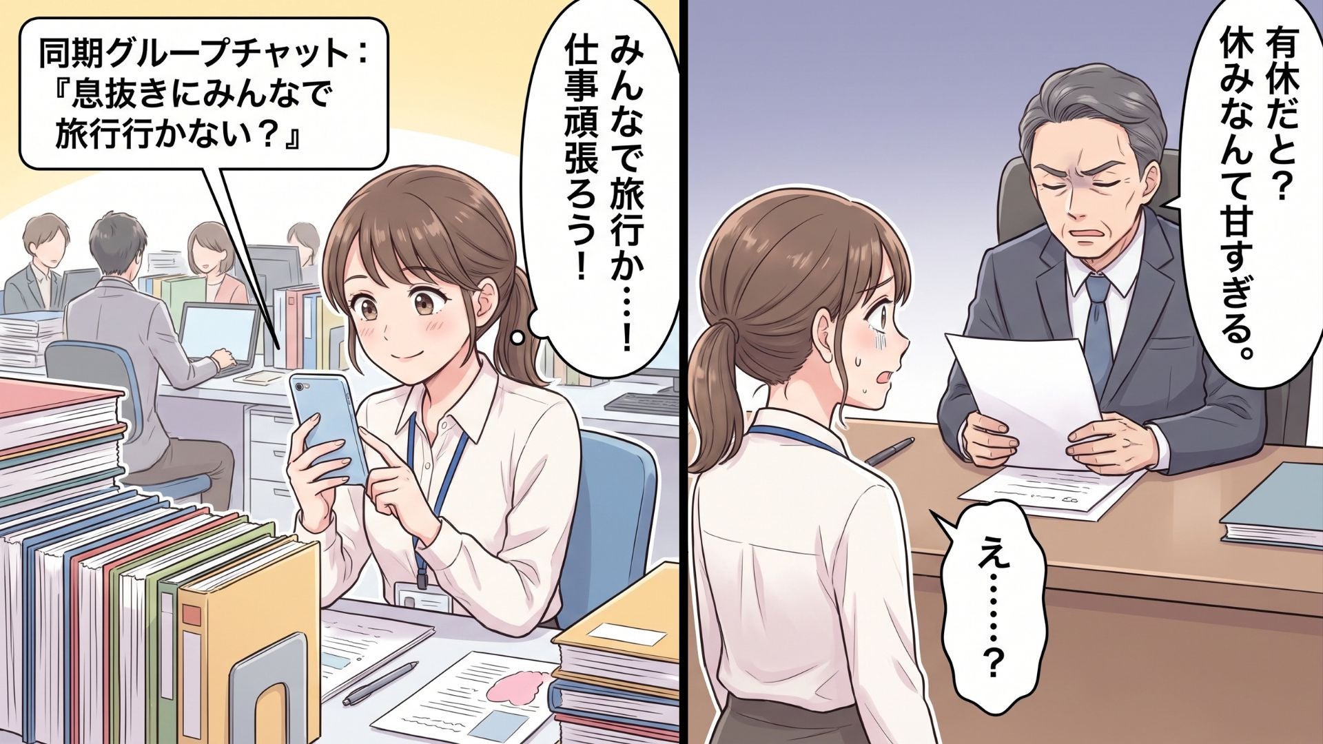【職場】「休みなんて甘すぎる」“有給申請”をしたら、上司から理不尽な発言をされて...すると【まさかの救世主】が！？