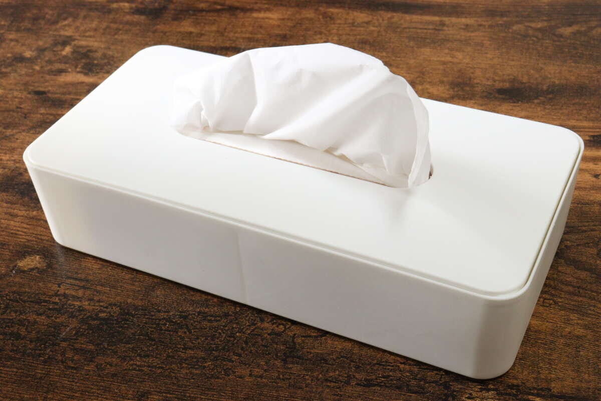 ティッシュケース(ホワイト) 蓋装着 ティッシュケース(ホワイト) 蓋装着