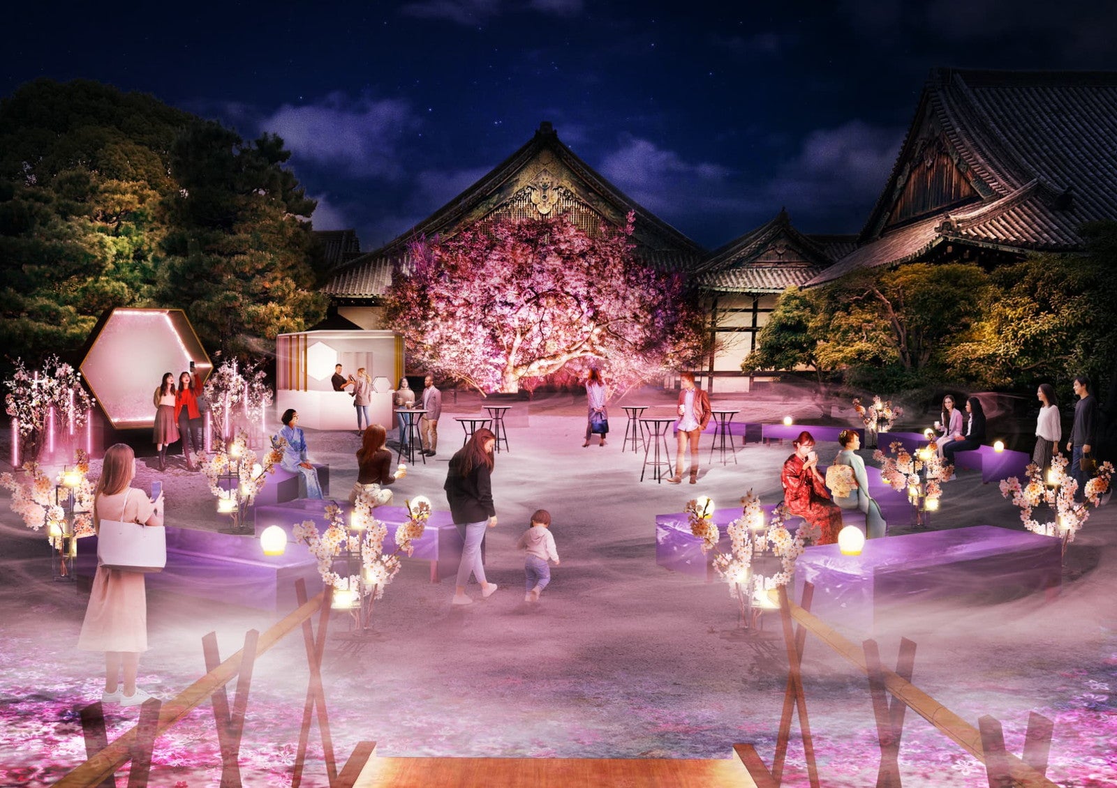 【二の丸御殿 中庭】宴エリア『宵桜の庭』／提供画像