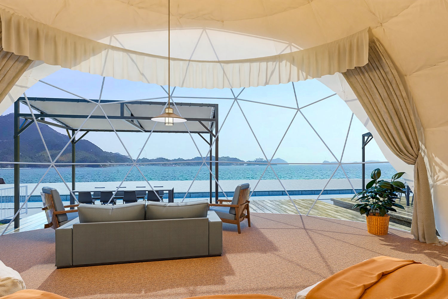 広島にグランピング施設「グランドーム瀬戸内しまなみ」瀬戸内海を望む全室オーシャンビューのテントに滞在