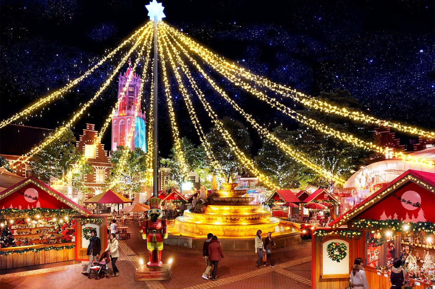 満天の星空が広がる、ハウステンボス史上最大のクリスマスマーケット／画像提供：ハウステンボス