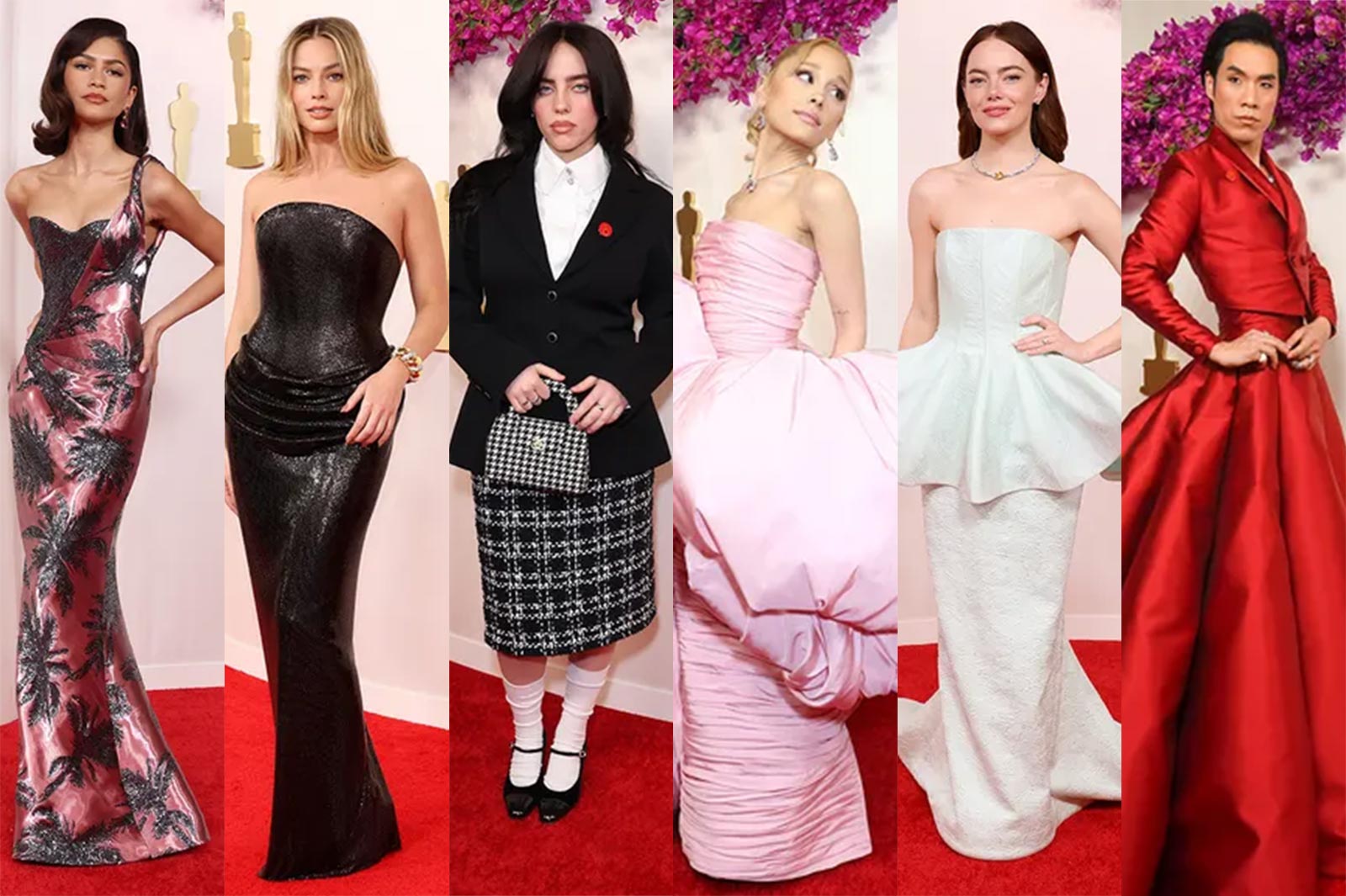 （左から）ゼンデイヤ、マーゴット・ロビー、ビリー・アイリッシュ、アリアナ・グランデ、エマ・ストーン、ユージン・リー・ヤン／photo by Getty Images