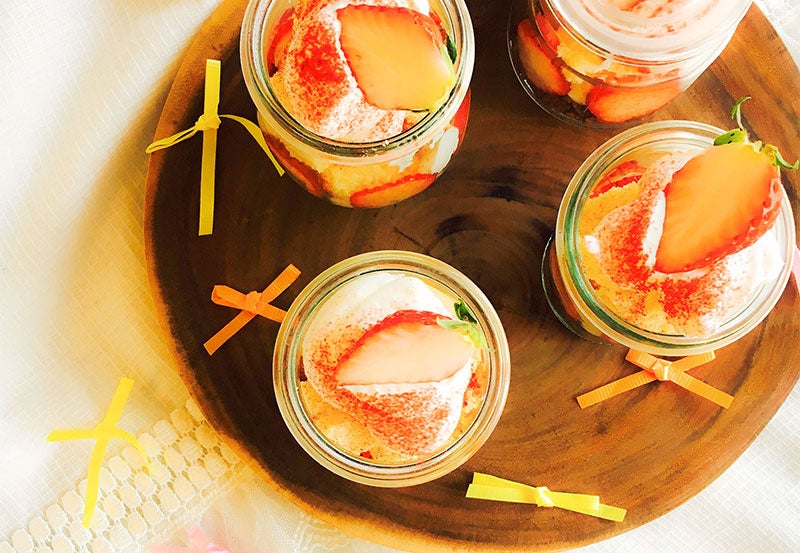 メイソンジャーでカフェ風に！見た目も可愛い「おしゃピクケーキ」【柏原歩のトレンドレシピ】／画像提供：柏原歩