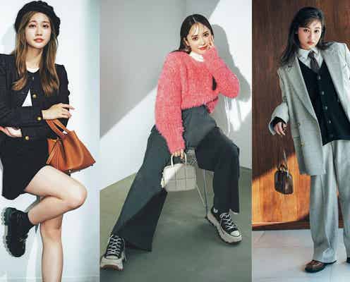 生見愛瑠、ミニ丈で上品な脚見せ 日向坂46加藤史帆&アンジュルム佐々木莉佳子とコーデ対決