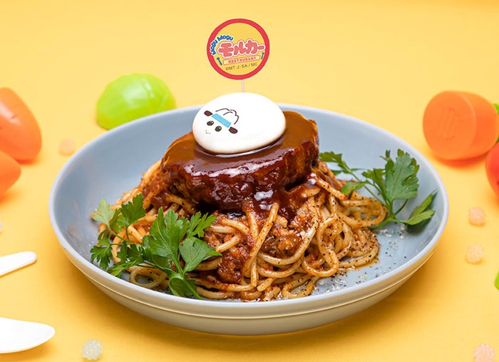 ネコ救出大作戦 モルサンレストランの看板 ミート!ミート!!パスタ税込1,540円(C)見里朝希JGH・シンエイ動画/モルカーズ