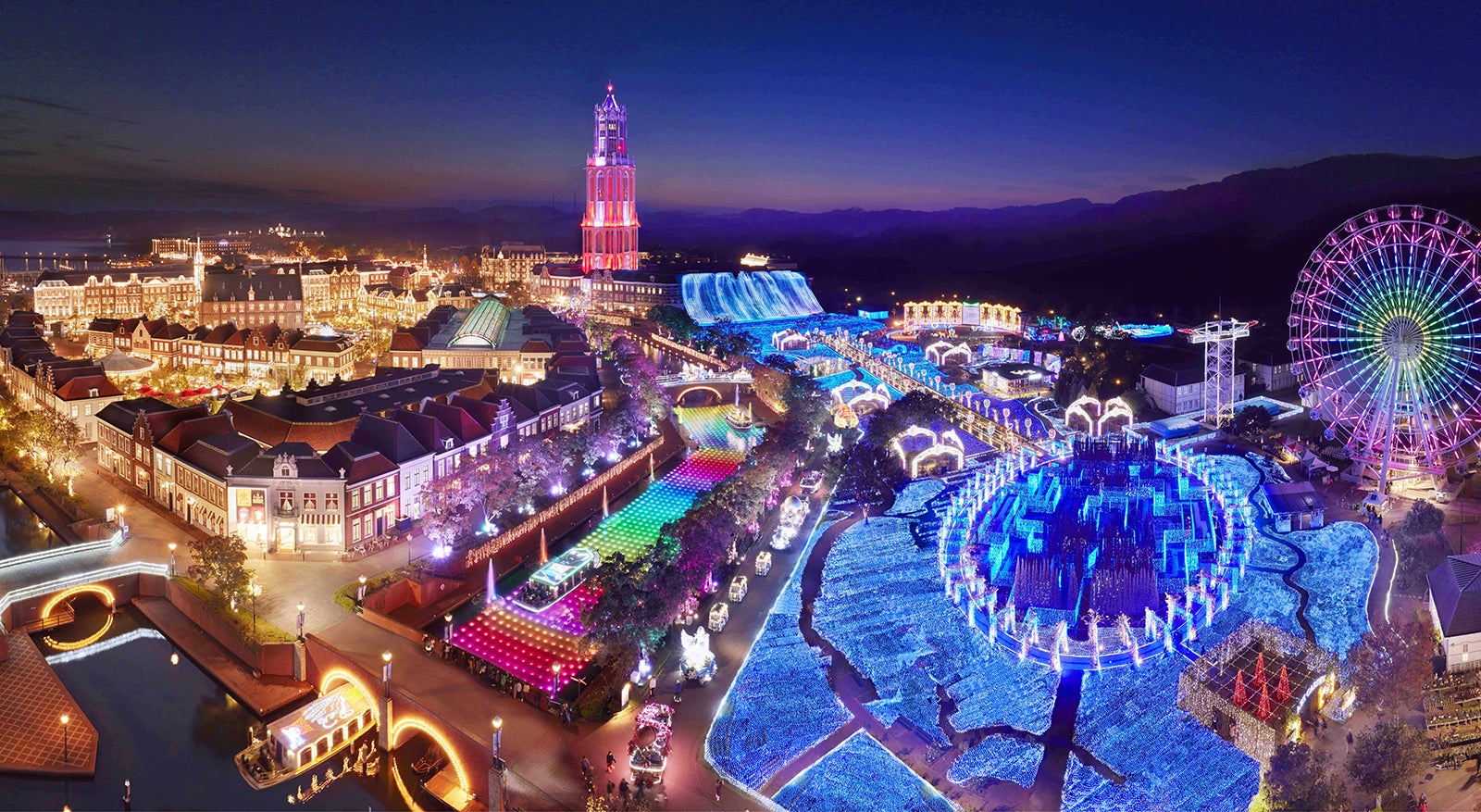 ハウステンボス「光の王国」1,300万球イルミの圧巻の輝き、クリスマスマーケットや花火打ち上げも