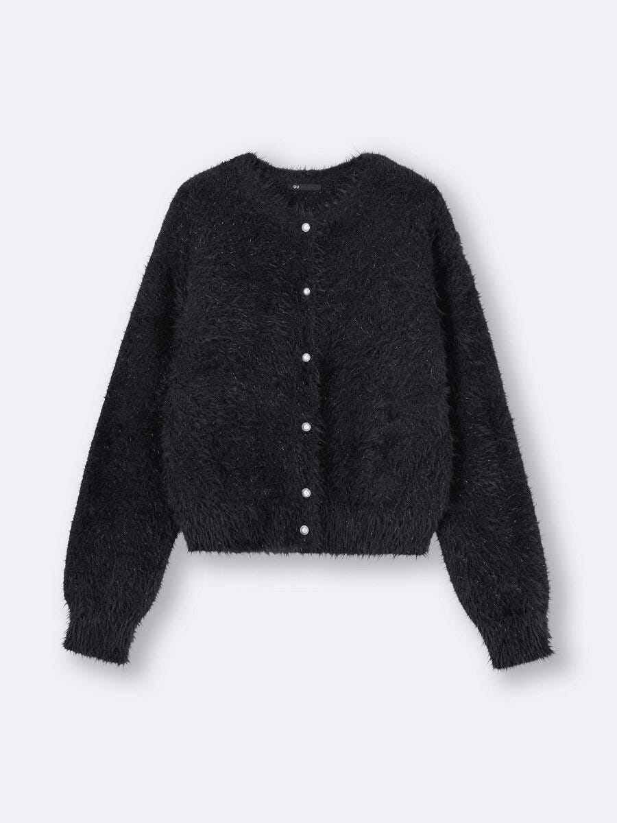 2026gu大人女性おすすめ値下げシャイニークルーネックカーディガン