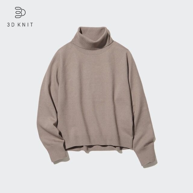 ユニクロ　秋色ニット　今季マストバイアイテム　3Dスフレヤーンタートルネックセーター
