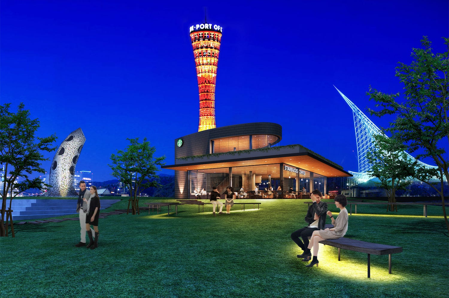 スタバ、関西エリア初の公園内店舗を神戸メリケンパークに出店 360度のパノラマ風景を一望