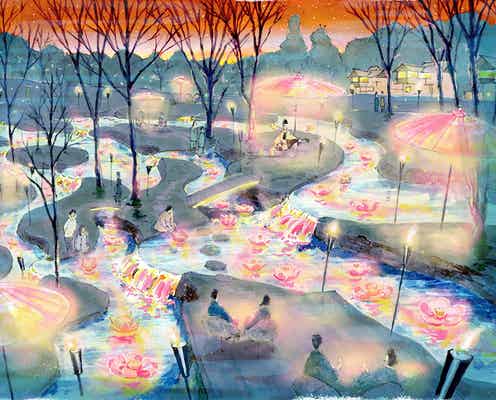 星のや軽井沢「軽井沢 花の宴」淡く春色に染まる棚田が幻想的