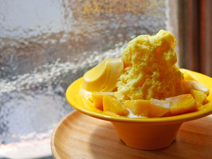 マンゴーかき氷（税込980円）。マンゴープリン付き（2016年8月5日撮影）