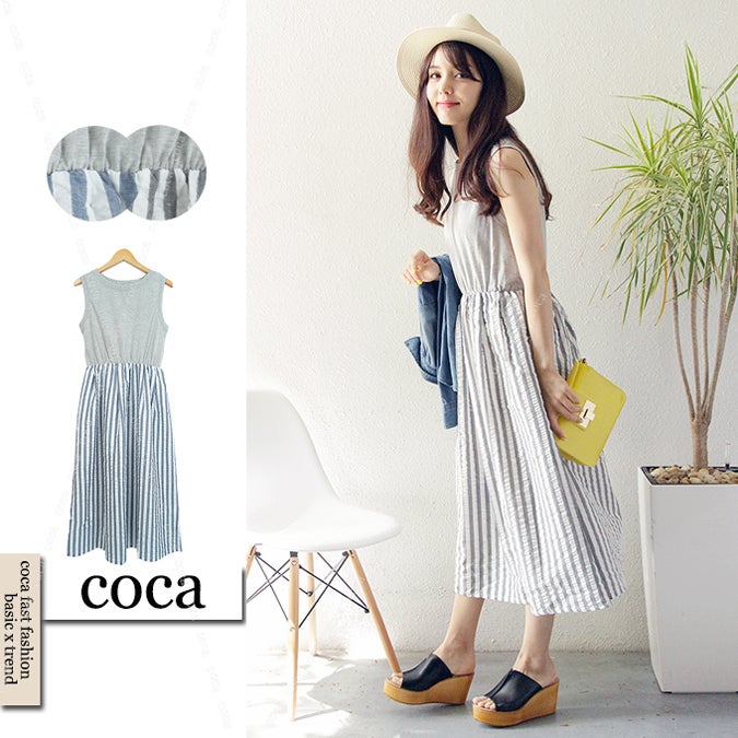 ストライプ切り替えワンピース「coca」3,490円(税込)