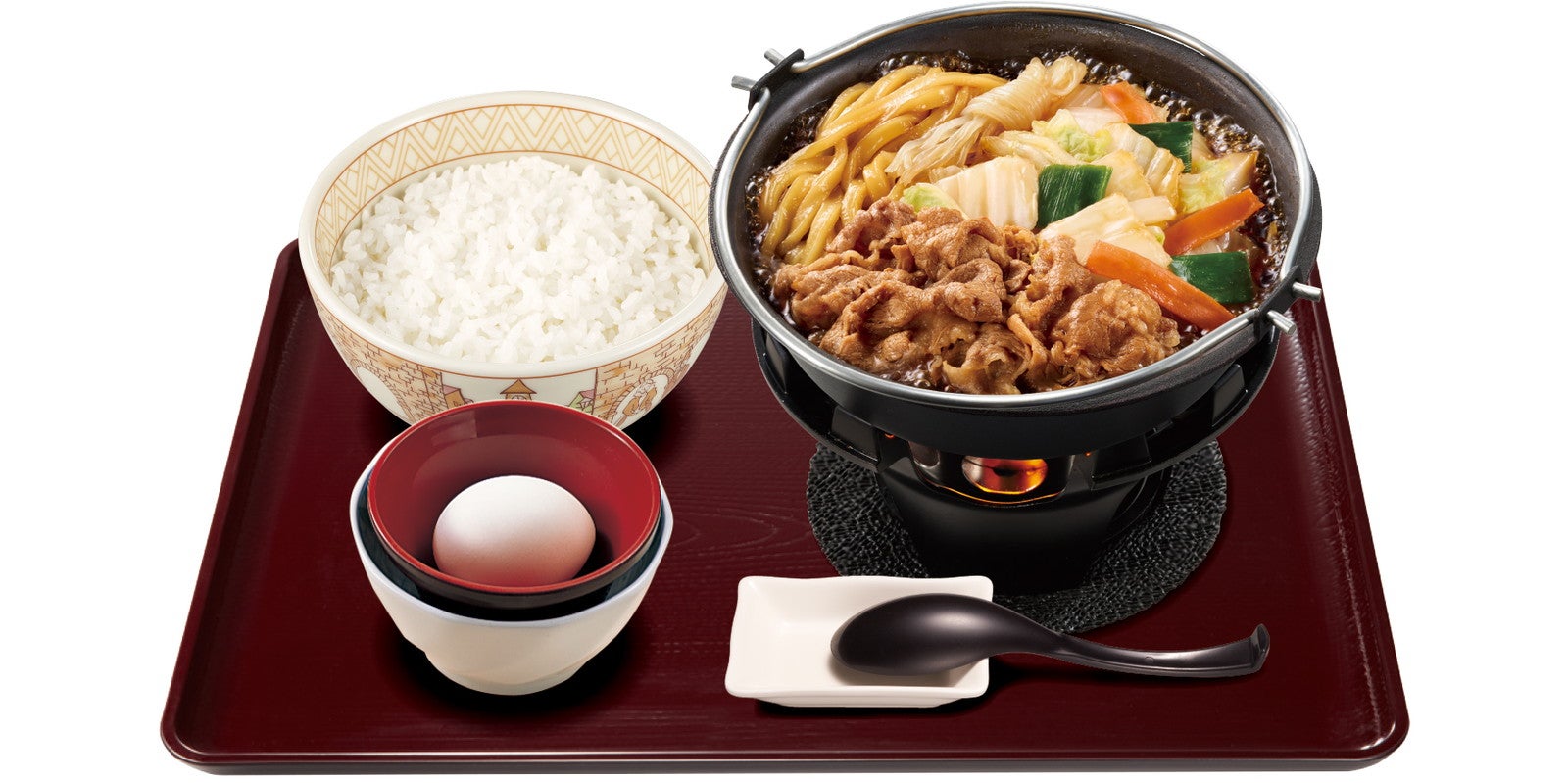 牛すき鍋定食（たまご1個）（ごはんミニ）920円（並盛）950円（ごはん大盛）1,000円（提供写真）